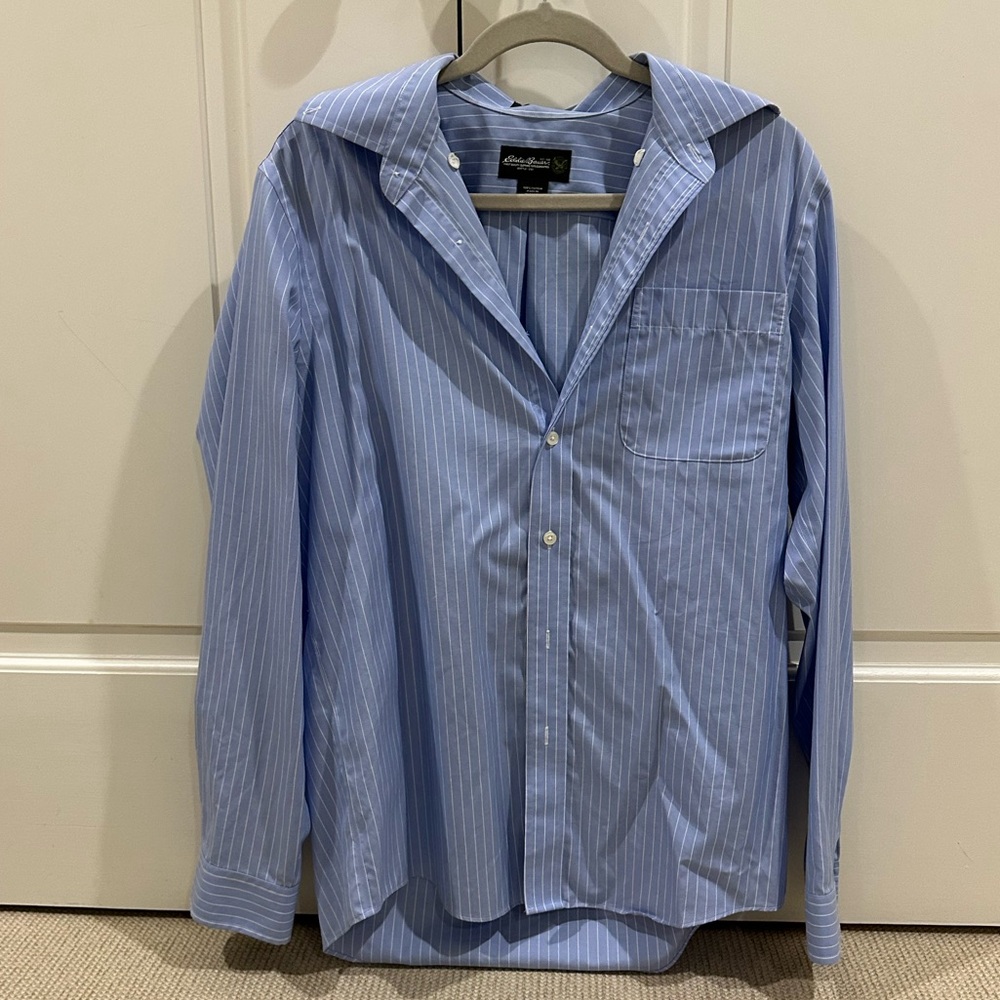 Eddie Bauer Light Blue Striped Casual Shirt